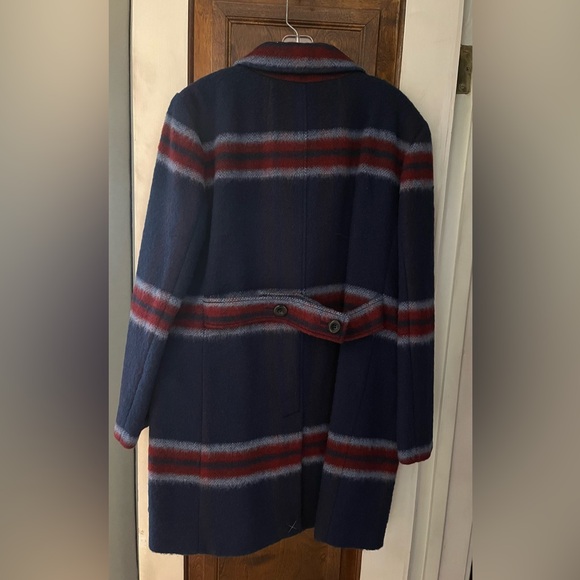 NWT LOFT Blue Plaid Wool/Polyester Coat, Size XL - Picture 3 of 6